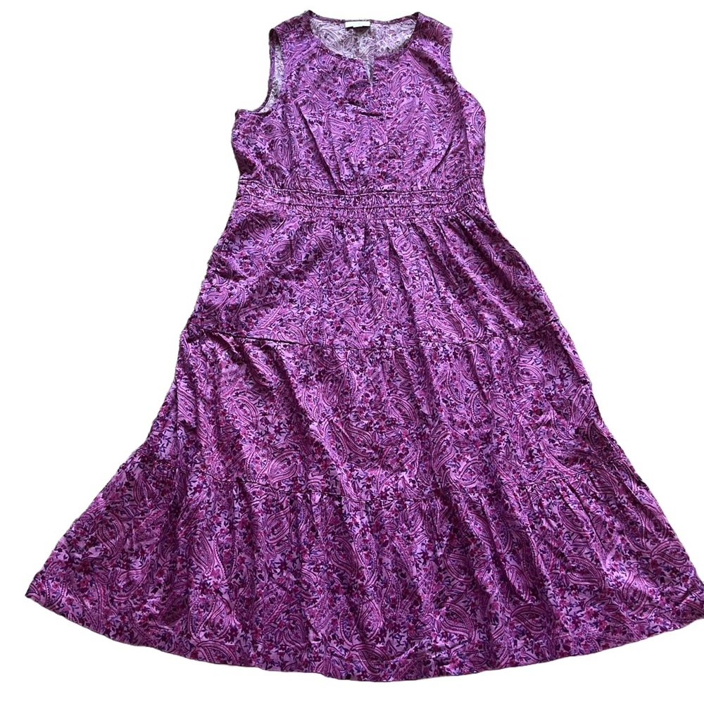 J Jill Santa Rosa Dress Sleeveless Midi Dress Sz M Pocket Paisley Floral